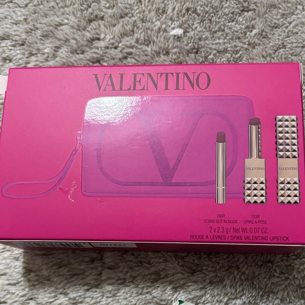 Valentino Pink Lipstick and Pouch Set